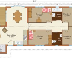 Maison en bois ossature plan EVA