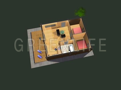 Vue 3D Maison Bois Moorea